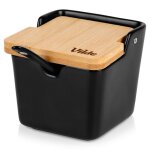 Vilde sucrier en cramique - lot avec cuillre incluse - couvercle inclinable design moderne 250 ml