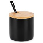 Vilde sucrier en cramique - lot avec cuillre - design moderne - couvercle en bambou - 250 ml - noir ...
