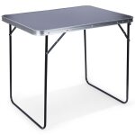 Vilde touirist table pliante 80 x 60 cm - mdf graphite cadre m�tal noir imperm�able id�ale camping et ...