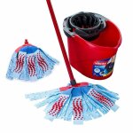 Vileda - 157573 - supermocio xl 3 action balai a franges et seau avec ensemble de plus de recharge rouge ...