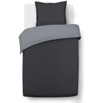 Vision - bicolore - housse de couette rversible 140x200cm avec 1 taie 65x65cm - anthracite / gris - ...