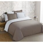 Vision - bicolore - housse de couette r�versible 200x200cm avec 2 taies 65x65cm - taupe / blanc - 100% ...