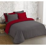 Vision - bicolore - housse de couette r�versible 260x240cm avec 2 taies 65x65cm - anthracite / rouge ...