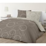 Vision parure de couette lenny rversible en 100% coton - 200 x 200 cm - taupe beige marron et blanc