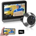 Visiophone sans filwifi 1080p judas de porte camera surveillance avec 4. 3 pouces cran daffichagedtection ...