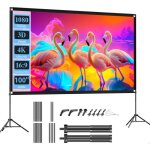 Visulapex ecran videoprojecteur 120 pouces ecran de projection sur pied 16:9 4k hd ecran projecteur pliable ...