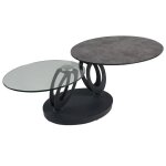 Vitak - table basse ovale plateaux verre et céramique gris Vitak - table basse ovale plateaux verre et céramique gris