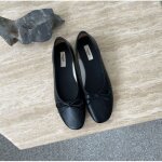 Vitata ballerines femme - n?ud en cuir - confort et lgance classiques - style dcontract - noir