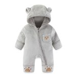Vitata barboteuse bb ? combinaison chaude  capuche ours ? pyjama doux et pais ? tenue d?hiver confortable ...