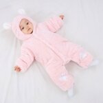 Vitata barboteuse bb ? grenouillre polaire ? hiver chaud avec capuche oreilles ?rose
