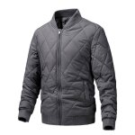 Vitata blouson homme hiver - veste matelassée col montant style coréen - manteau zippé gris Vitata blouson homme hiver - veste matelassée col montant style coréen - manteau zippé gris