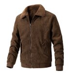 Vitata blouson homme hiver - veste réversible en velours côtelé doublée chaude - col rabattu marron Vitata blouson homme hiver - veste réversible en velours côtelé doublée chaude - col rabattu marron