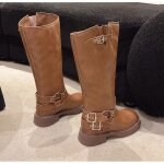 Vitata bottes femme ? style punk  multiples boucles ? look vintage tendance ? marron  simple boucle ...