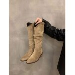 Vitata bottes femme style western mi - mollet - bout pointu talon large vintage - mode polyvalentes - ... Vitata bottes femme style western mi - mollet - bout pointu talon large vintage - mode polyvalentes - ...