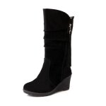 Vitata bottes femme  tige mi - haute ? semelle paisse antidrapante ? bottes chaudes en daim hiver ...