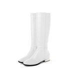 Vitata bottes hautes femme ? bout rond ? talon plat ? design lgant et minimaliste ? blanc