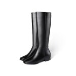 Vitata bottes hautes femme ? bout rond ? talon plat ? design lgant et minimaliste ? noir