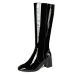 Vitata bottes hautes femme ? finition vernie ? talon pais moyen ? noir