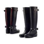 Vitata bottes hautes femme ? bottes de pluie style cavalier ? impermables avec boucles mtalliques ? ...