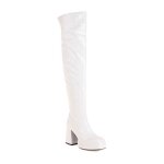 Vitata bottes hautes femme ? talon pais ? bout rond ? finition vernie brillante ? blanc