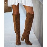 Vitata bottes hautes femme ? talon haut pais ? effet amincissant ? camel