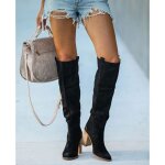 Vitata bottes hautes femme ? talon haut pais ? effet amincissant ? noir