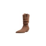 Vitata bottes mi - mollet femme style western ? suédine rétro ? bout pointu ? talon Épais ? tige plissée ... Vitata bottes mi - mollet femme style western ? suédine rétro ? bout pointu ? talon Épais ? tige plissée ...