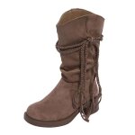 Vitata bottes mi - mollet vintage pour femme - cuir nubuck souple - corde  glands - talon carr - bout ...