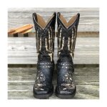 Vitata bottes western en cuir  imprim os - chaussures de cowboy  talon avec boucle et design squelette ...