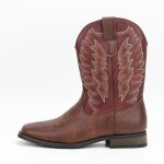 Vitata bottes western homme ? style amricain rtro ? bout carr talon bas ? enfilage facile ? marron ...
