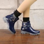 Vitata bottines en cuir verni pour femme - impermables et antidrapantes - talon bloc - bottes de pluie ...