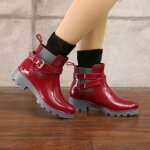 Vitata bottines en cuir verni pour femme - impermables et antidrapantes - talon bloc - bottes de pluie ...