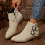 Vitata bottines femme - bottes basses  deux boucles tendance - antidrapantes et rsistantes - bout ...
