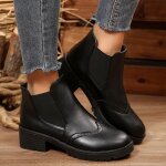 Vitata bottines femme ? bottes chelsea noires ? antidrapantes et rsistantes ? talon bas confortable ...
