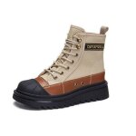 Vitata bottines femme ? bottes style martin rtro  semelle paisse ? couleur beige