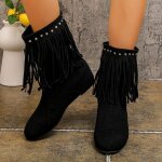 Vitata bottines femme - clous brillants - glands lgants - daim - talon carr - bout rond - grande pointure ...