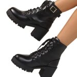Vitata bottines femme style martens ? bottes  lacets  talon large ? antidrapantes et confortables ...
