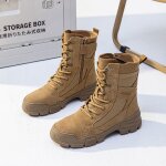 Vitata bottines femme style militaire ? semelle paisse antidrapante ? bottes  lacets polyvalentes ...
