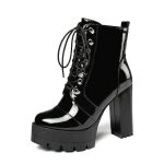 Vitata bottines femme  talons hauts ? vernis brillant ? plateforme antidrapante ? style tendance lgant ...