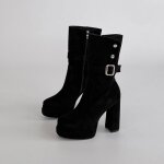 Vitata bottines  talons hauts pour femme - talon bloc - daim - boucle mtallique lgante - fermeture ...