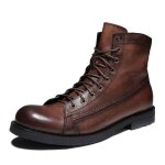 Vitata bottines vintage homme - bottines montantes en cuir - chaussures confortables antidrapantes et ...