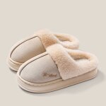 Vitata chaussons hiver femme ? sudine douce ? pantoufles chaudes d?intrieur ? beige