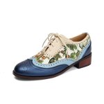 Vitata chaussures richelieu femme - broderie florale - lacets - talon bas - chaussures en cuir britannique ...