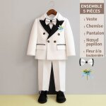 Vitata costume garon 5 pices ? tenue crmonie mariage anniversaire lgant - blanc