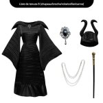 Vitata dguisement sorcire noire ? costume reine maldiction de sommeil halloween robe chapeau collier ...