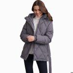 Vitata doudoune femme ? doudoune ajuste classique avec capuche et ceinture manteau chaud dhiver - gris ...