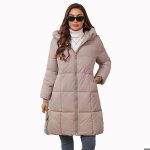 Vitata doudoune femme longue ? manteau hiver avec capuche coupe ajustée chaud et confortable kaki Vitata doudoune femme longue ? manteau hiver avec capuche coupe ajustée chaud et confortable kaki