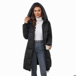 Vitata doudoune femme longue ? manteau hiver avec capuche coupe ajuste chaud et confortable noir