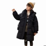 Vitata doudoune fille hiver  capuche ? longue et chaude ? poches larges ? coupe coupe - vent ?noir