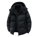 Vitata doudoune homme ? manteau noir avec capuche et détails en corduroy manteau chaud pour lhiver Vitata doudoune homme ? manteau noir avec capuche et détails en corduroy manteau chaud pour lhiver